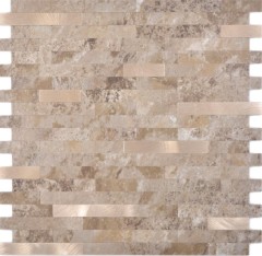 Vinilo compuesto aspecto piedra Caliza marrón/oro mosaico azulejo pared salpicadero cocina baño MOS200-LBG_f