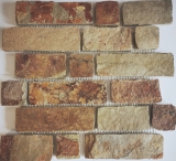 Azulejo de mosaico de pizarra piedra natural ladrillo marrón óxido azulejo backsplash mosaico estera mosaico azulejo splashback - MOS34-1204