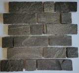 Pizarra mosaico de azulejos de piedra natural de ladrillo antracita negro jack mosaico estera mosaico azulejo splashback cocina - MOS34-0208