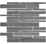 Pizarra mosaico de azulejos de piedra natural de ladrillo antracita negro mosaico estera splashback pared paneles - MOS34-0206