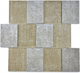 Mosaico de azulejos de cerámica mezcla de vidrio mosaico rectángulo textil mirada gris marrón moteado azulejos backsplash - MOS88J-1202