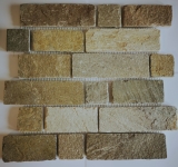 Mosaico de azulejos de pizarra de piedra natural de ladrillo de color beige claro MOS34-1202_f