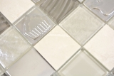 Muestra de mano cuadrado cristal/piedra/acero mezcla relieve beige mosaico azulejo pared azulejo backsplash cocina baño MOS88-1224_m