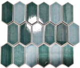 Mosaico de azulejos de cerámica mosaico hexagonal verde brillante cocina pared baño MOS11J-475_f