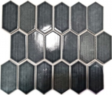Hexagonal hexágono mosaico azulejo de cerámica antracita gris negro brillante cocina splashback baño azulejo backsplash pared - MOS11J-479