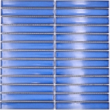 Mosaico de azulejos de cerámica mosaico barras azul moteado brillante cocina backsplash MOS24-CS46_f