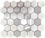 Mosaico mosaico cerámico hexagonal blanco brillante cocina baño MOS11K-SAN1_f