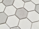 Muestra de mano azulejo mosaico cerámica mosaico hexagonal blanco brillante cocina baño MOS11K-SAN1_m