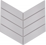 Azulejo espiga cerámica mosaico uni blanco mate cocina pared ducha MOS24-CHEV01