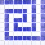 Borde piscina mosaico piscina mosaico blanco azul oscuro MOSMB-BO16P