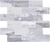 Mosaico mosaico autoadhesivo aluminio aspecto madera shabby chic gris Subway MOS200-4S49