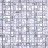 Mosaico de vidrio mosaico azulejo retro aspecto madera gris ornamento cocina splashback MOS78-W09