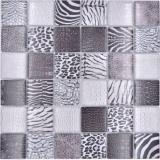 Mosaico de vidrio mosaico azulejo cebra negro pared baño cocina MOS78-W28