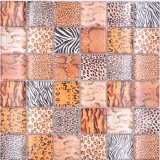 Mosaico mosaico de vidrio safari beige marrón azulejo espejo pared MOS78-W58