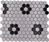 Azulejo de mosaico de cerámica mosaico hexagonal mezcla beige negro brillante azulejo backsplash baño cocina MOS11A-0113G_f