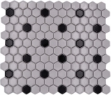 Mosaico de azulejos de cerámica mosaico hexagonal mezcla beige negro brillante cocina splashback baño MOS11A-03G01_f