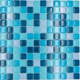 Azulejo de mosaico de vidrio mosaico mezcla azul petróleo cocina baño backsplash MOS88-XCE95_f