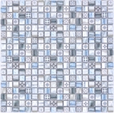 Azulejos de mosaico de vidrio mosaico retro madera gris azul luz azulejo espejo baño MOS78-W39_f