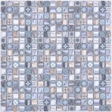 Azulejos de mosaico de vidrio mosaico retro madera gris azul oscuro baño cocina MOS78-W49_f