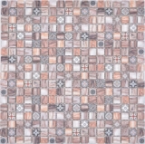 Azulejos de mosaico de vidrio mosaico retro madera marrón cocina splashback baño MOS78-W89_f