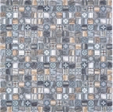 Azulejos de mosaico de vidrio mosaico retro madera marrón oscuro pared baño cocina MOS78-W99_f