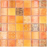 Mosaico azulejos mosaico de vidrio Forest naranja cocina baño pared MOS78-W48_f