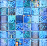 Azulejos de mosaico Mosaico de vidrio Bosque azul turquesa Azulejos backsplash cocina MOS78-W78_f