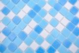 Muestra de mano mosaico azulejo mosaico de vidrio Classic Mix mezcla de vidrio blanco azul papel aglomerado piscina mosaico de piscina MOS210-323P_m