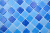 Muestra de mano mosaico azulejo mosaico de vidrio Classic Mix vidrio azul 5F papel aglomerado piscina mosaico piscina mosaico MOS210-PA339_m