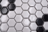 Muestra de mano mosaico azulejo cerámica mosaico hexagonal mezcla beige negro brillante azulejo backsplash baño cocina MOS11A-0113G_m