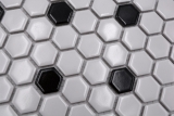 Muestra de mano mosaico azulejo de cerámica mosaico hexagonal mezcla beige negro brillante cocina splashback baño MOS11A-03G01_m