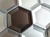 Muestra de mano mosaico azulejo mosaico de vidrio combi hexagonal 3D look mezcla pared cocina baño MOS88-XB159_m
