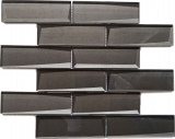 Mosaico de vidrio Metro 3D óptico terra marrón antracita protector contra salpicaduras de cocina MOS88-XB09