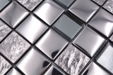 Muestra de mano mosaico azulejo vidrio mosaico combi EP plata metal cocina backsplash MOS88-XCB5_m