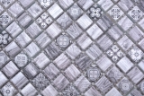 Muestra de mano mosaico azulejo mosaico de vidrio combi retro madera gris cocina splashback baño MOS78-W09_m