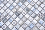 Muestra de mano mosaico azulejo vidrio mosaico combi retro madera gris azul claro azulejo espejo baño MOS78-W39_m