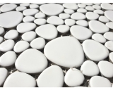 Muestra de mano mosaico azulejo cerámica mosaico guijarro uni blanco mate cocina baño MOS12-0111_m