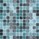 Piscina mosaico piscina mosaico de vidrio verde antracita iridiscente pared suelo cocina baño ducha MOS220-P56258