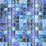 Azulejo de mosaico de vidrio azul brillante Pájaro pared cocina baño ducha MOS68-WL74