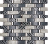 Azulejo de mosaico de vidrio gris plata oro brillante pared cocina baño ducha - MOS83-MW20