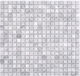Mosaico de piedra natural mármol blanco carrara look mate pared suelo cocina baño ducha MOS38-15-2000_f