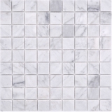 Mosaico de piedra natural mármol blanco carrara look mate pared suelo cocina baño ducha MOS42-32-2000_f