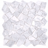 Mosaico de piedra natural de mármol blanco aspecto carrara mate pared suelo cocina baño ducha MOS44-30-2030_f