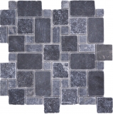 Azulejos de mosaico de piedra natural mármol negro mate pared suelo cocina baño ducha MOS40-FP43_f