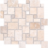 Azulejos de mosaico de piedra natural travertino beige mate pared suelo cocina baño ducha MOS40-FP46_f