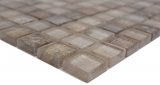 Muestra de mano mosaico de vidrio mosaico azulejo beige brillante cocodrilo estructura pared cocina baño ducha MOS68-WL34_m