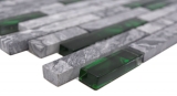 Muestra de mano piedra natural mosaico de vidrio gris con verde brillante pared cocina baño ducha - MOS87-0405_m