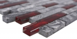 Muestra de mano piedra natural mosaico de vidrio gris con rojo brillante pared cocina baño ducha - MOS87-0409_m