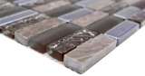Mano patrón de piedra natural de mosaico de vidrio marrón brillante pared cocina baño ducha - MOS87-SM138_m