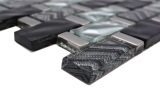Mano patrón de vidrio mosaico de azulejos de mosaico gris negro plata brillante pared cocina baño ducha - MOS83-MW10_m